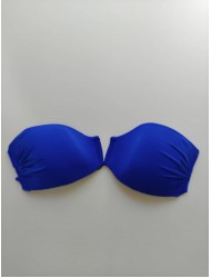 Miss Crool I20-862, Strapless Bikini Top με εντυπωσιακό V, χωρίς μπανέλα, ΜΠΛΕ ΡΟΥΑ