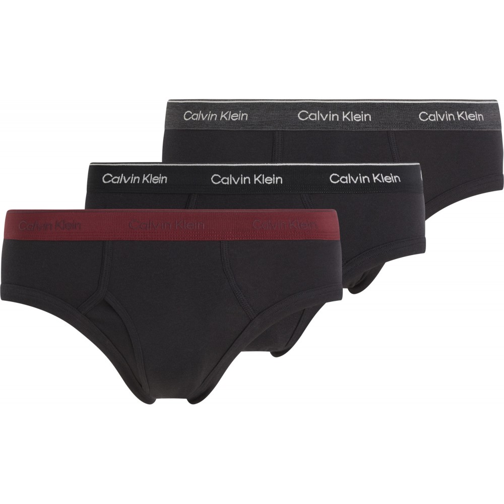 Calvin Klein 000NB3998A-PRU, Σλιπ με άνοιγμα Hip Brief 3 pcs Cotton Classics, ΜΑΥΡΑ