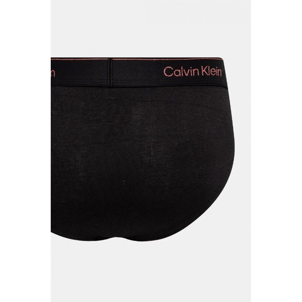 Calvin Klein 000NB4075A-Q6A, Hip Brief 3 pcs Modern Cotton, με μεταλλιζέ logo,  ΜΑΥΡΑ