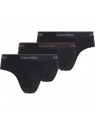 Calvin Klein 000NB4075A-Q6A, Hip Brief 3 pcs Modern Cotton, με μεταλλιζέ logo,  ΜΑΥΡΑ