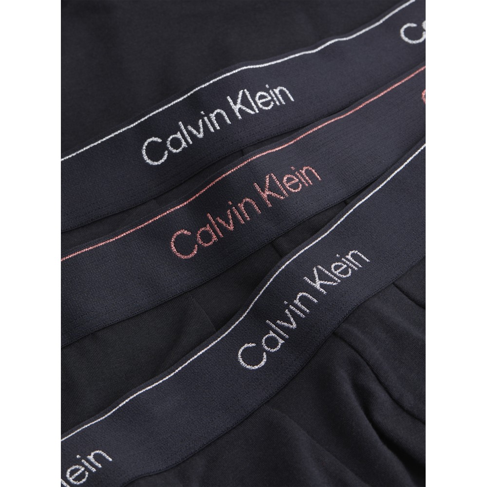 Calvin Klein 000NB4076A-Q6A, Low Rise Trunk 3 pcs Modern Cotton με Μεταλλιζέ logo,  ΜΑΥΡΑ