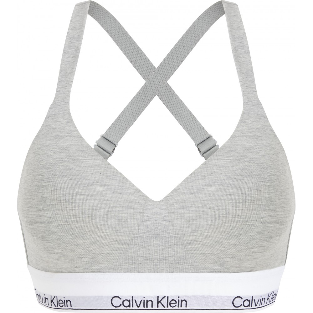 Calvin Klein 000QF7900E-P7A, Γυναικείο Αθλητικό Μπουστάκι Push Up με κούμπωμα, ΓΚΡΙ