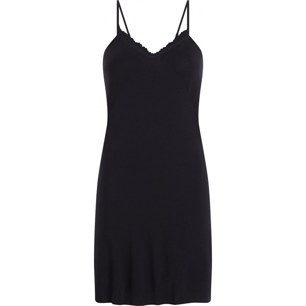 Calvin Klein Nightdress 000QS7311E-UB1, Γυναικείο Απαλό Νυχτικό Micromodal με τιραντάκι, ΜΑΥΡΟ