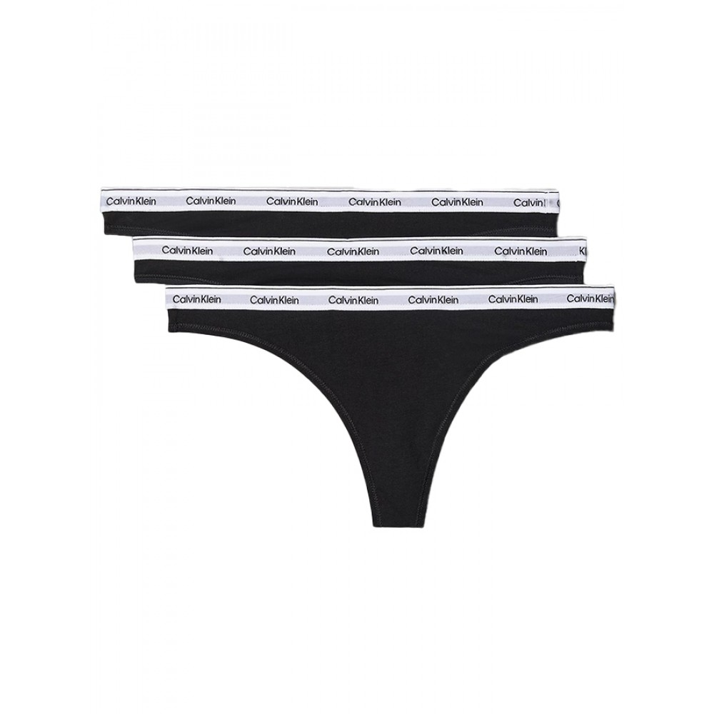 Calvin Klein Thong 3Pack 000QD5209E-UB1, Γυναικεία String Κυλοτάκια σετ 3 τεμ., ΜΑΥΡΟ