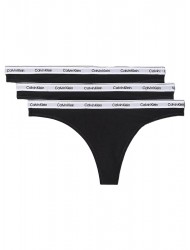 Calvin Klein Thong 3Pack 000QD5209E-UB1, Γυναικεία String Κυλοτάκια σετ 3 τεμ., ΜΑΥΡΟ