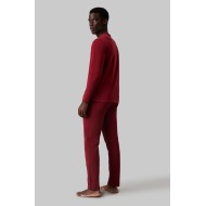 CALVIN KLEIN 000NM2846E-SSM,  L/S PANT SET ΑΝΔΡΙΚΗ ΠΥΤΖΑΜΑ ΜΕ ΛΟΓΟΤΥΠΟ, ΜΠΟΡΝΤΟ