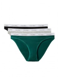 Calvin Klein  Bikini  3Pack 000QD5207E-31U, Γυναικεία βαμβακερά Κυλοτάκια σετ 3 τεμ. Black, Grey Heather, Turf
