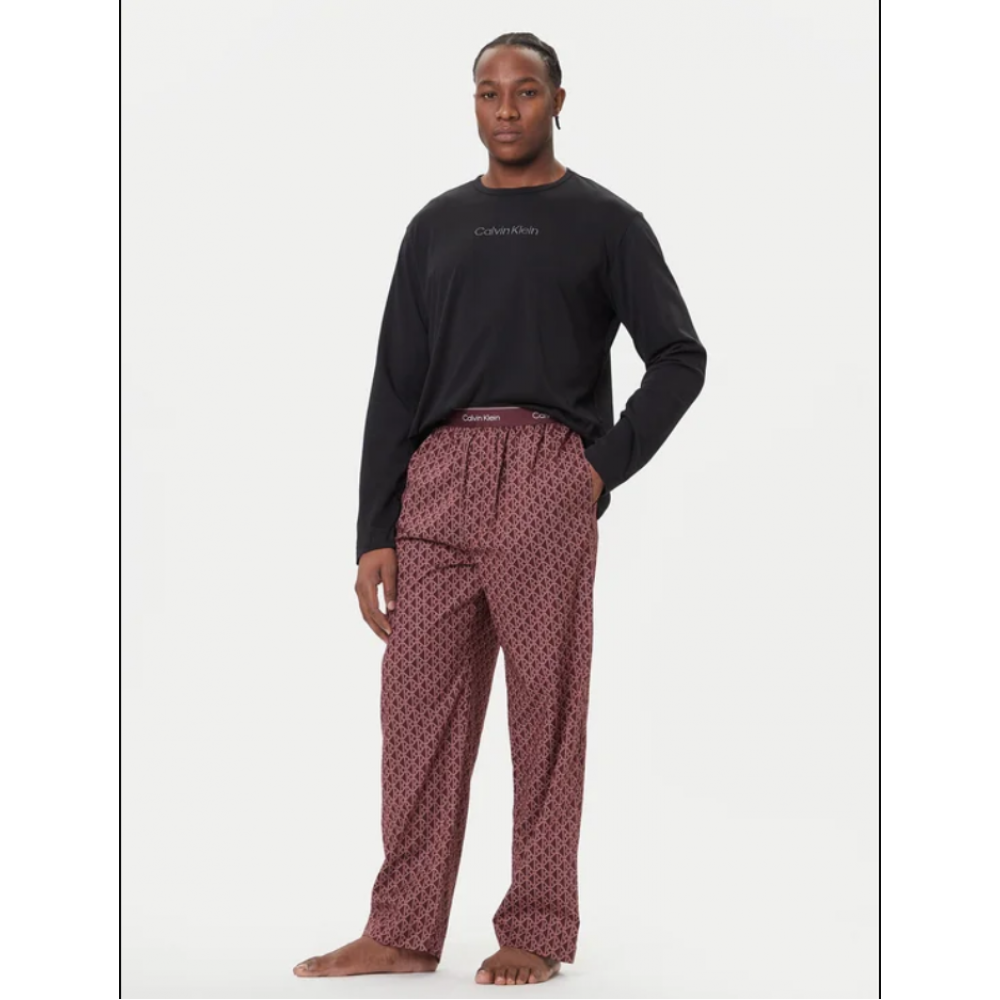 Calvin Klein LV00NM2956-33F, Ανδρική Πυτζάμα Βαμβακερή με μπορντό παντελόνι, ΜΑΥΡΟ Calvin Klein LV00NM2956-33F, Ανδρική Πυτζάμα Βαμβακερή με μπορντό παντελόνι, ΜΑΥΡΟ