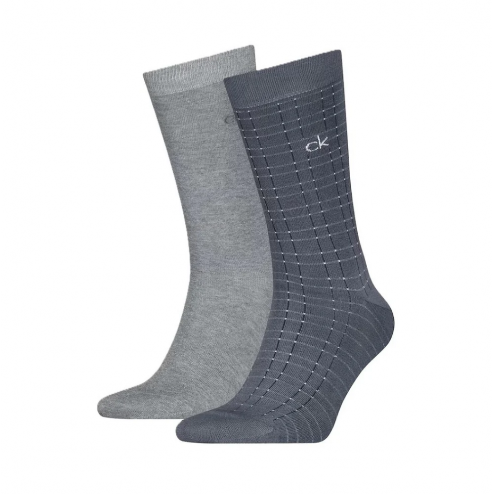 Calvin Klein 701235969-002, Ανδρικές Κάλτσες CK MEN'S SOCKS  GRID 2 ζεύγη, ΓΚΡΙ ΣΚΟΥΡΟ