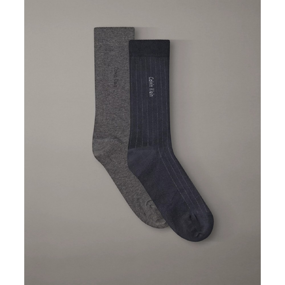 Calvin Klein 701235970-002, Ανδρικές Κάλτσες CK MEN'S SOCKS PINSTRIPE 2 ζεύγη, ΓΚΡΙ