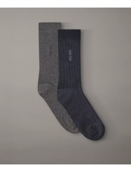 Calvin Klein 701235970-002, Ανδρικές Κάλτσες CK MEN'S SOCKS PINSTRIPE 2 ζεύγη, ΓΚΡΙ