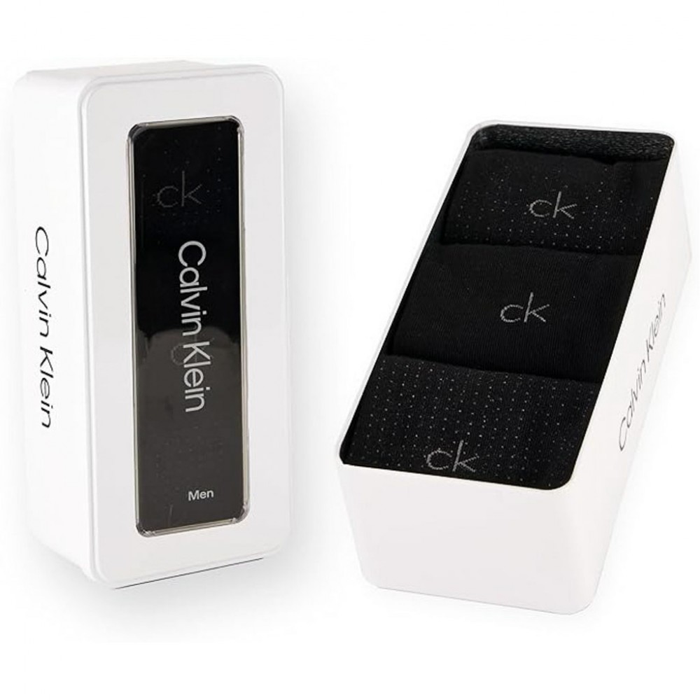 Calvin Klein 701235981-001, CK MEN SOCK 3 pcs GIFTBOX DROPNEEDLE, ΜΑΥΡΟ