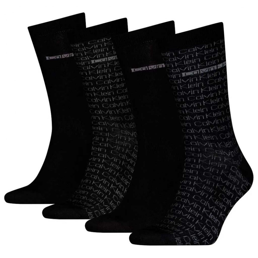 Calvin Klein 701235980-001, CK MEN SOCK 4pcs GIFTBOX AOP, Ανδρικές Κάλτσες 4 ζεύγη, ΜΑΥΡΟ