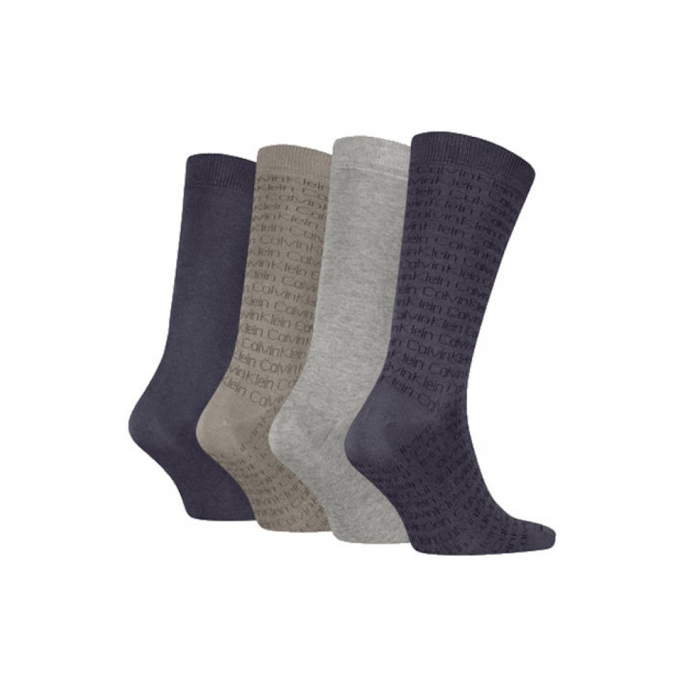 Calvin Klein 701235980-002, CK MEN SOCK 4pcs GIFTBOX AOP, Ανδρικές Κάλτσες 4 ζεύγη, ΓΚΡΙ