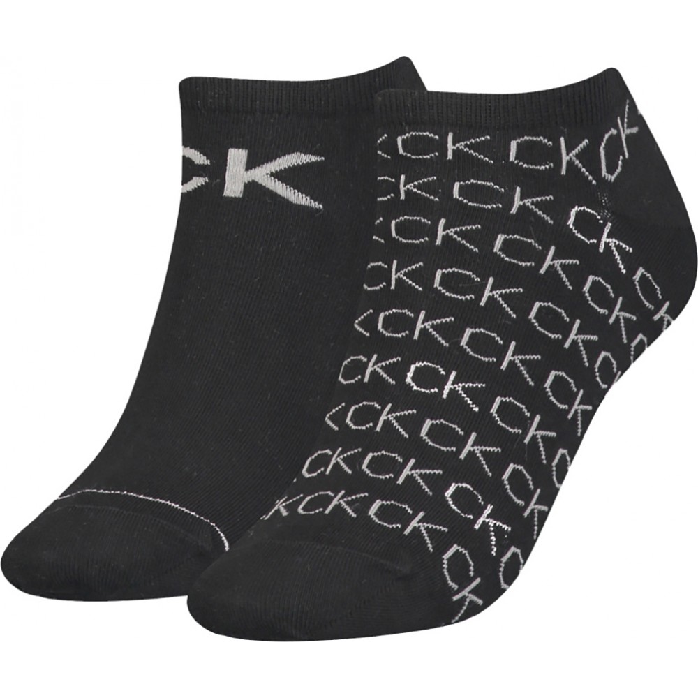 Calvin Klein Γυναικείες Κάλτσες 701218779-001  Set 2 ζευγάρια  για sneakers με print, ΜΑΥΡΑ