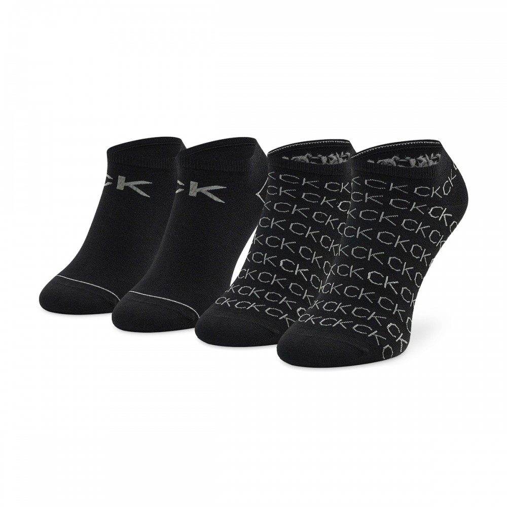 Calvin Klein Γυναικείες Κάλτσες 701218779-001  Set 2 ζευγάρια  για sneakers με print, ΜΑΥΡΑ