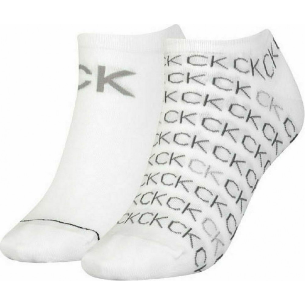 Calvin Klein Γυναικείες Κάλτσες 701218779-002  Set 2 ζευγάρια  για sneakers με print, ΑΣΠΡΟ