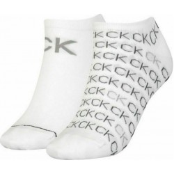 Calvin Klein Γυναικείες Κάλτσες 701218779-002  Set 2 ζευγάρια  για sneakers με print, ΑΣΠΡΟ