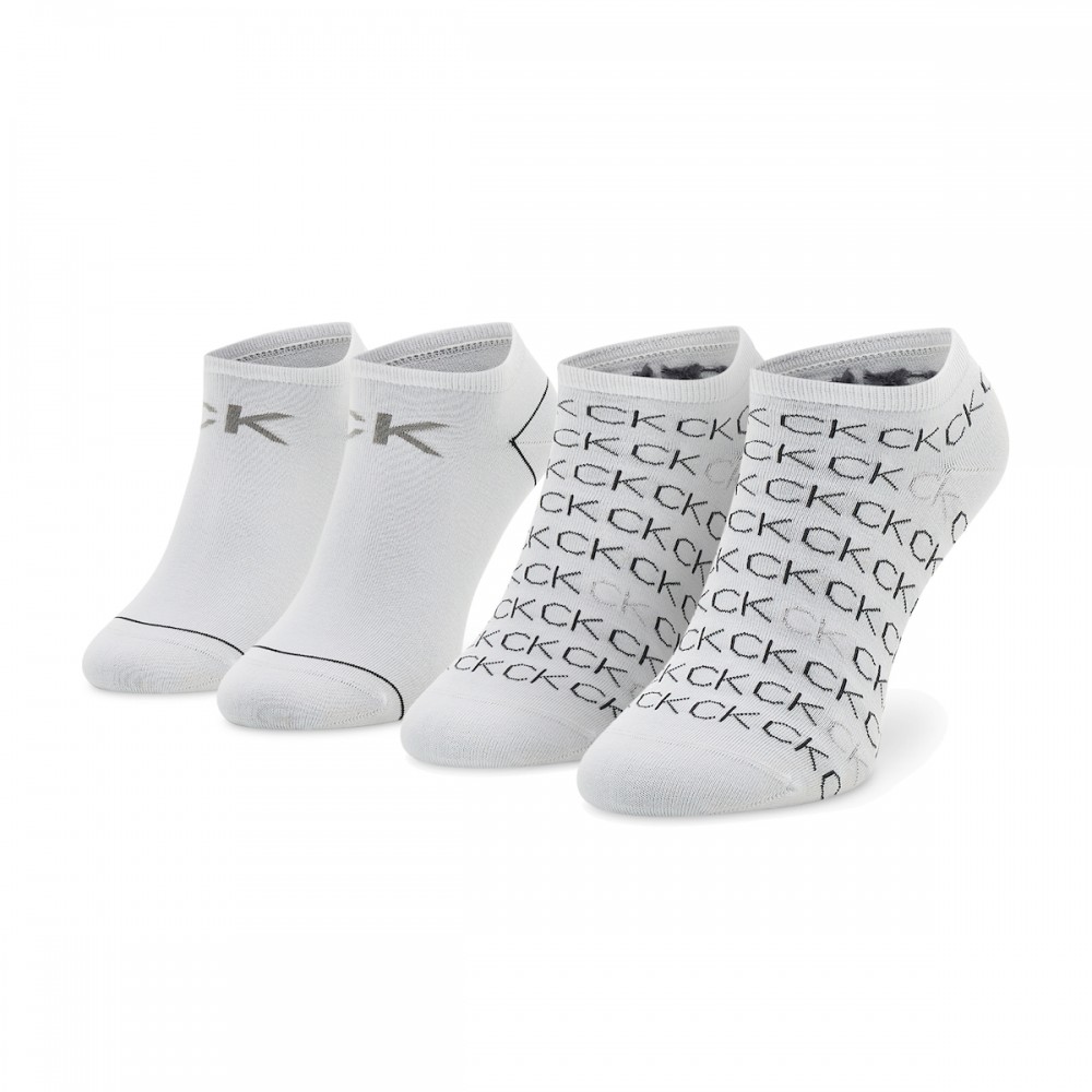 Calvin Klein Γυναικείες Κάλτσες 701218779-002  Set 2 ζευγάρια  για sneakers με print, ΑΣΠΡΟ