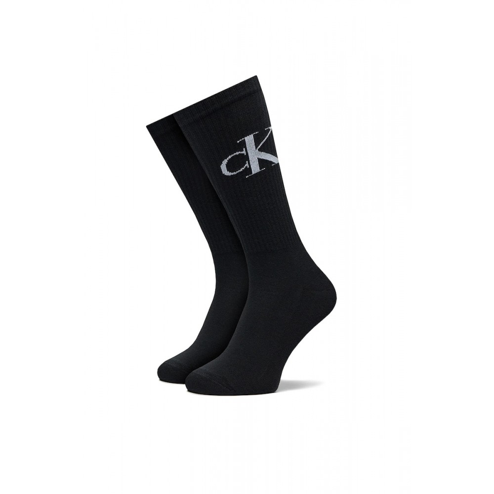 Calvin Klein 701228802-001, Ανδρικές Κάλτσες 2pack Monogram Αθλητικές Με Πετσέτα , ΜΑΥΡΟ