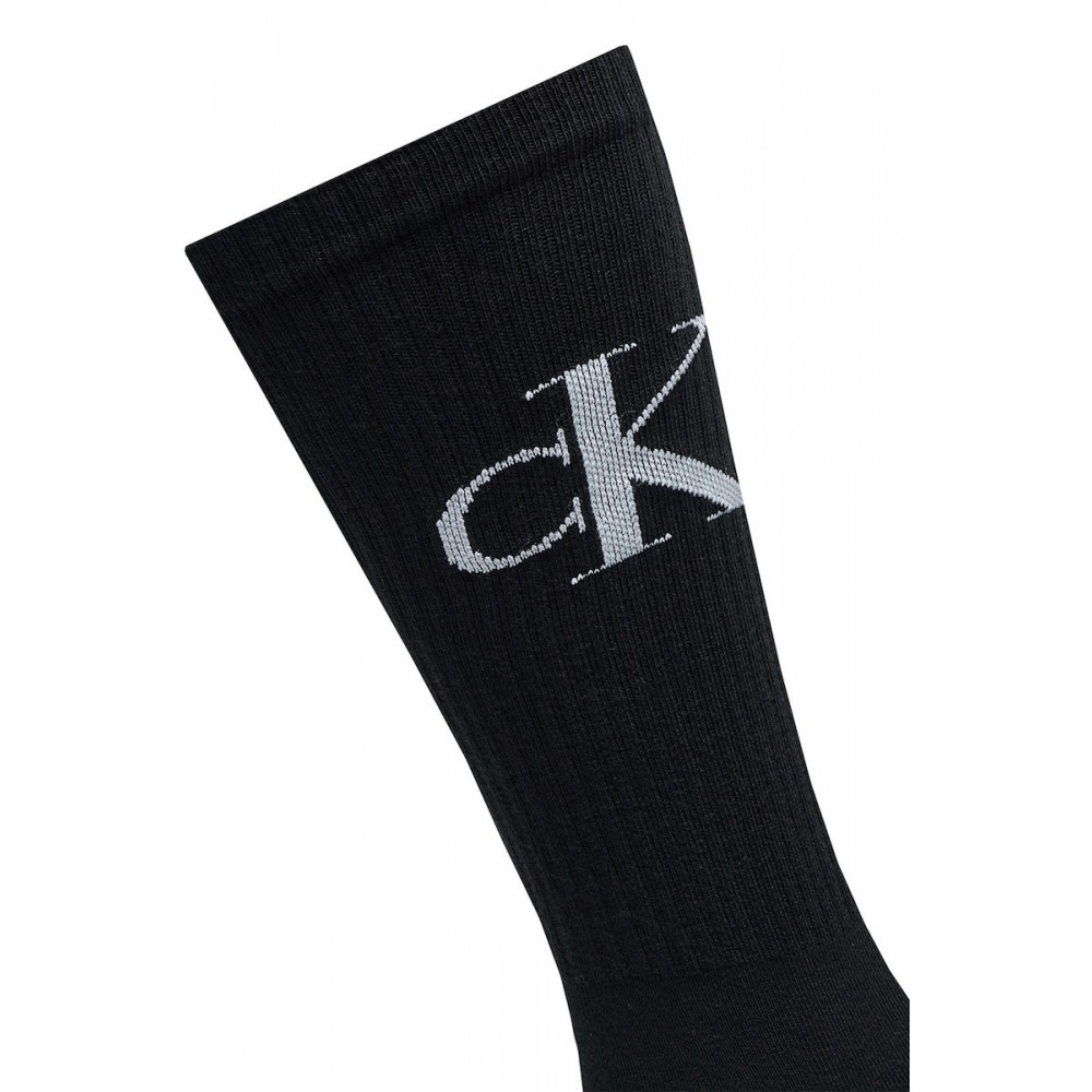 Calvin Klein 701228802-001, Ανδρικές Κάλτσες 2pack Monogram Αθλητικές Με Πετσέτα , ΜΑΥΡΟ