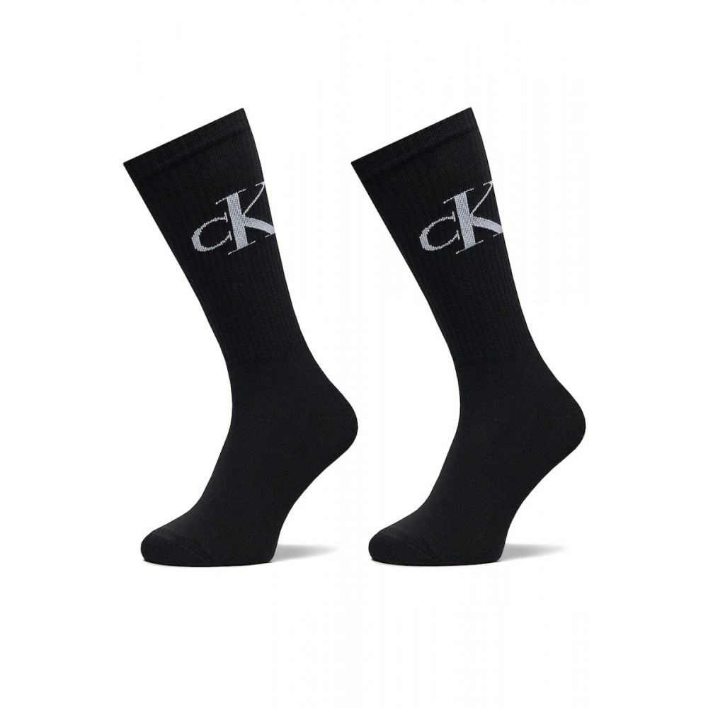 Calvin Klein 701228802-001, Ανδρικές Κάλτσες 2pack Monogram Αθλητικές Με Πετσέτα , ΜΑΥΡΟ