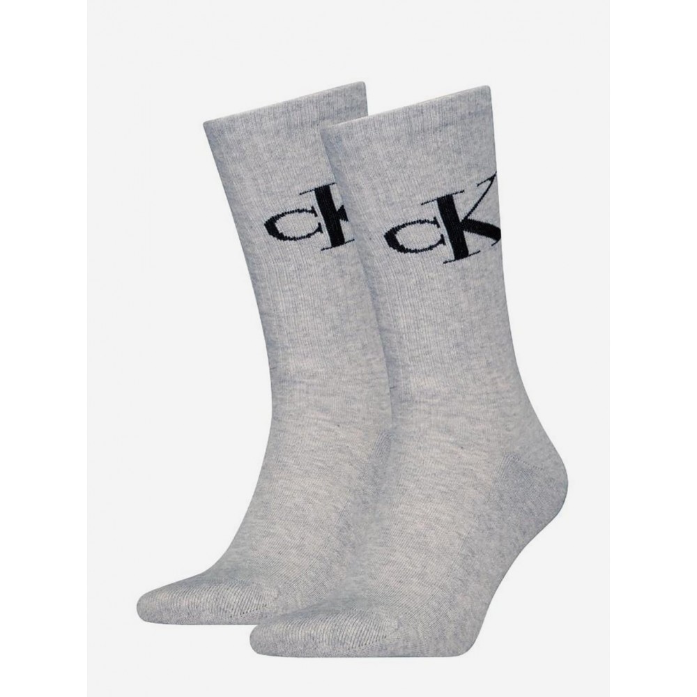 Calvin Klein 701228802-003, Ανδρικές Κάλτσες 2pack Monogram Αθλητικές Με Πετσέτα , ΓΚΡΙ