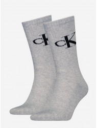 Calvin Klein 701228802-003, Ανδρικές Κάλτσες 2pack Monogram Αθλητικές Με Πετσέτα , ΓΚΡΙ
