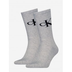 Calvin Klein 701228802-003, Ανδρικές Κάλτσες 2pack Monogram Αθλητικές Με Πετσέτα , ΓΚΡΙ
