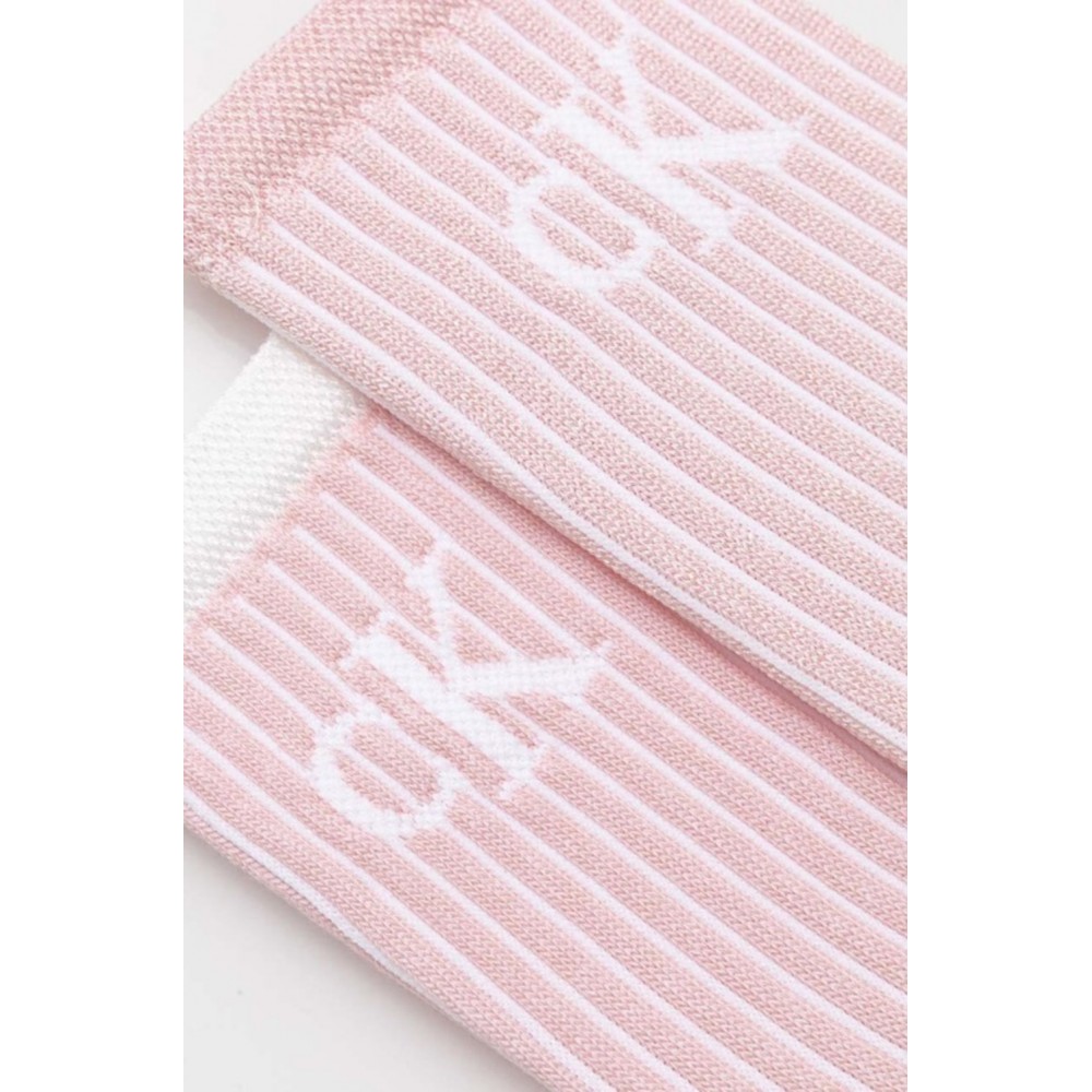 CALVIN KLEIN JEANS 701229467-003 CKJ WOMEN SOCK 2P GLOSSY RIB, Γυναικείες Κάλτσες με logo, ΡΟΖ
