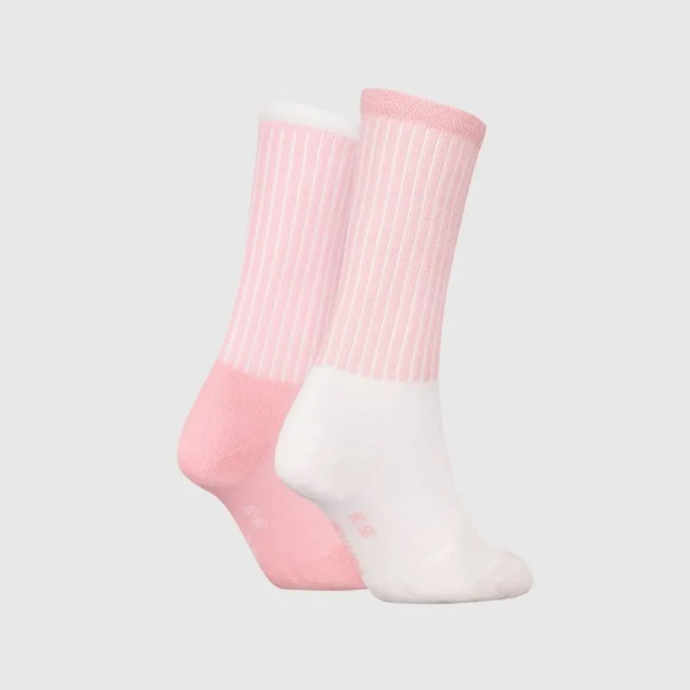 CALVIN KLEIN JEANS 701229467-003 CKJ WOMEN SOCK 2P GLOSSY RIB, Γυναικείες Κάλτσες με logo, ΡΟΖ