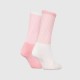 CALVIN KLEIN JEANS 701229467-003 CKJ WOMEN SOCK 2P GLOSSY RIB, Γυναικείες Κάλτσες με logo, ΡΟΖ
