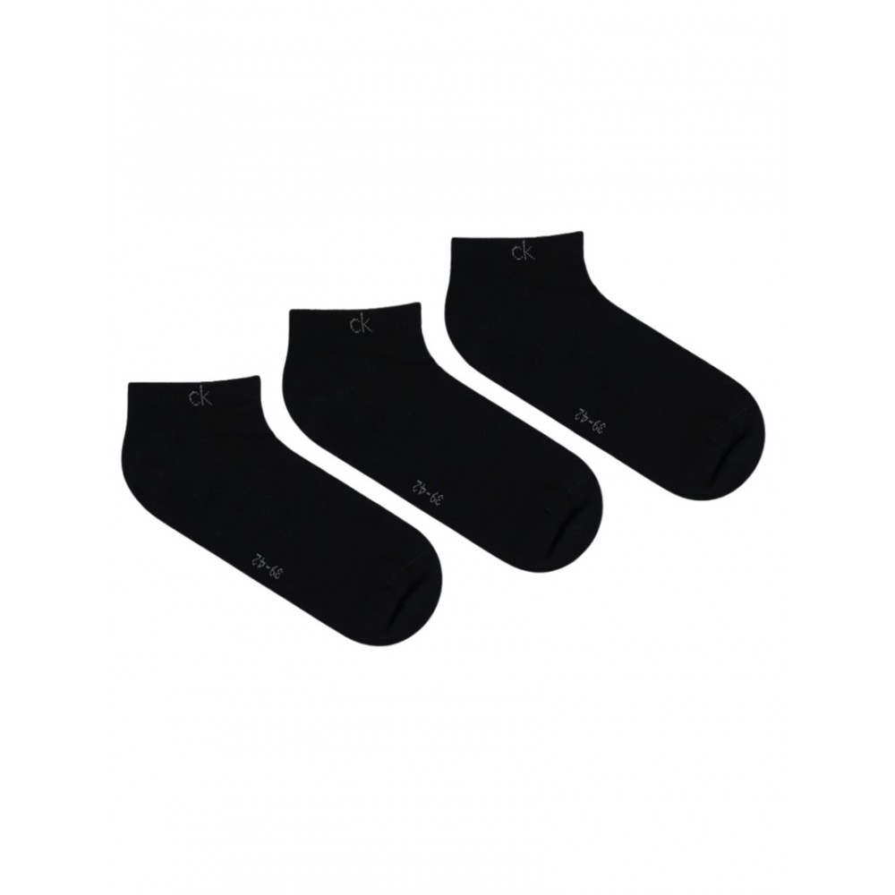 Calvin Klein 701234366-001, Unisex Κάλτσες Set 3 ζευγάρια με logo για sneakers, ΜΑΥΡΑ