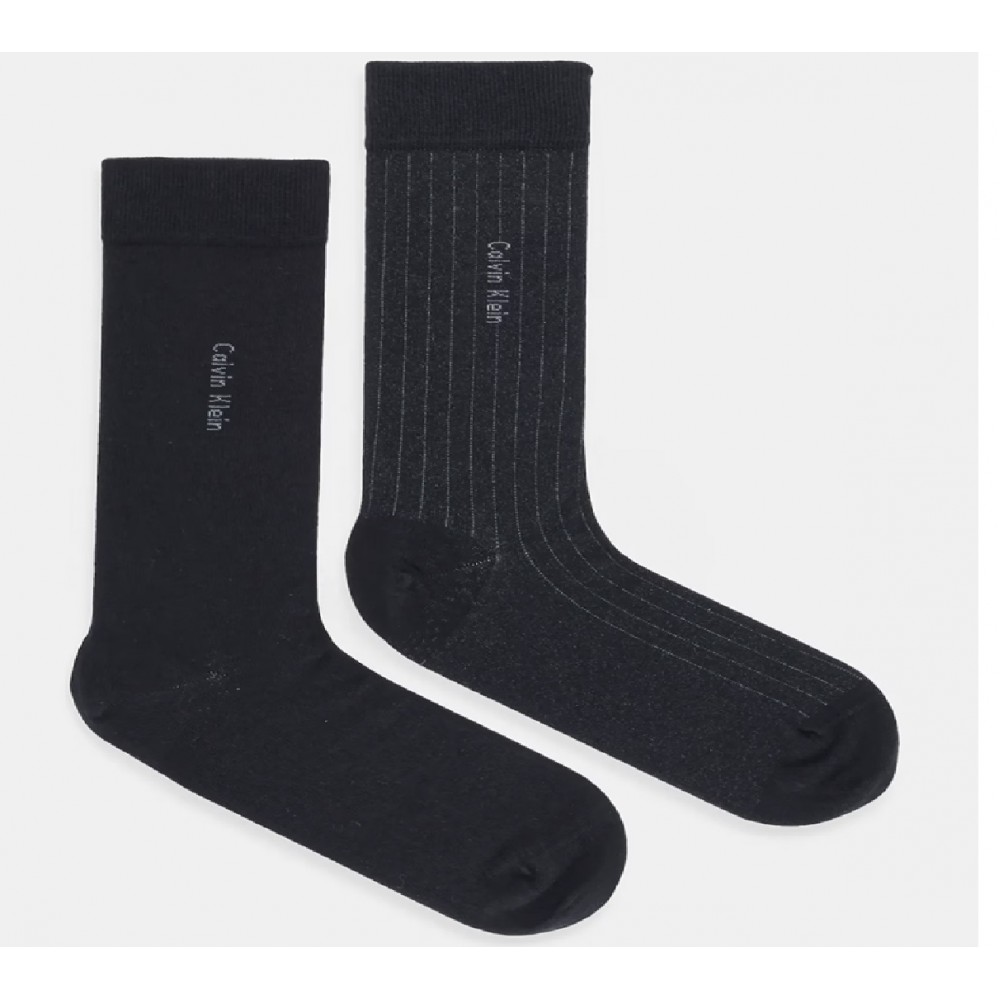 Calvin Klein 701235970-001, Ανδρικές Κάλτσες CK MEN'S SOCKS PINSTRIPE 2 ζεύγη, ΜΑΥΡΟ