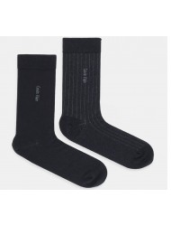 Calvin Klein 701235970-001, Ανδρικές Κάλτσες CK MEN'S SOCKS PINSTRIPE 2 ζεύγη, ΜΑΥΡΟ