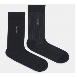 Calvin Klein 701235970-001, Ανδρικές Κάλτσες CK MEN'S SOCKS PINSTRIPE 2 ζεύγη, ΜΑΥΡΟ