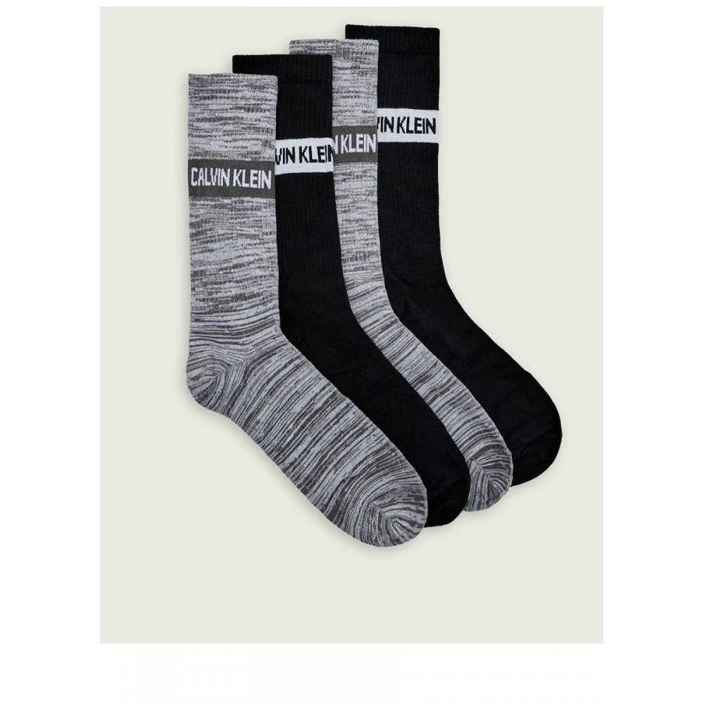 Calvin Klein 701235983-001, CK MEN SOCK 4 pcs GIFTBOX STRIPE LOGO, ΜΑΥΡΟ