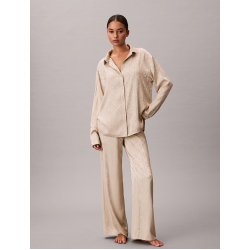 Calvin Klein LV00QS7574-2U5, Γυναικείo Σετ Πυτζάμα Σατέν με all over print, NUDE