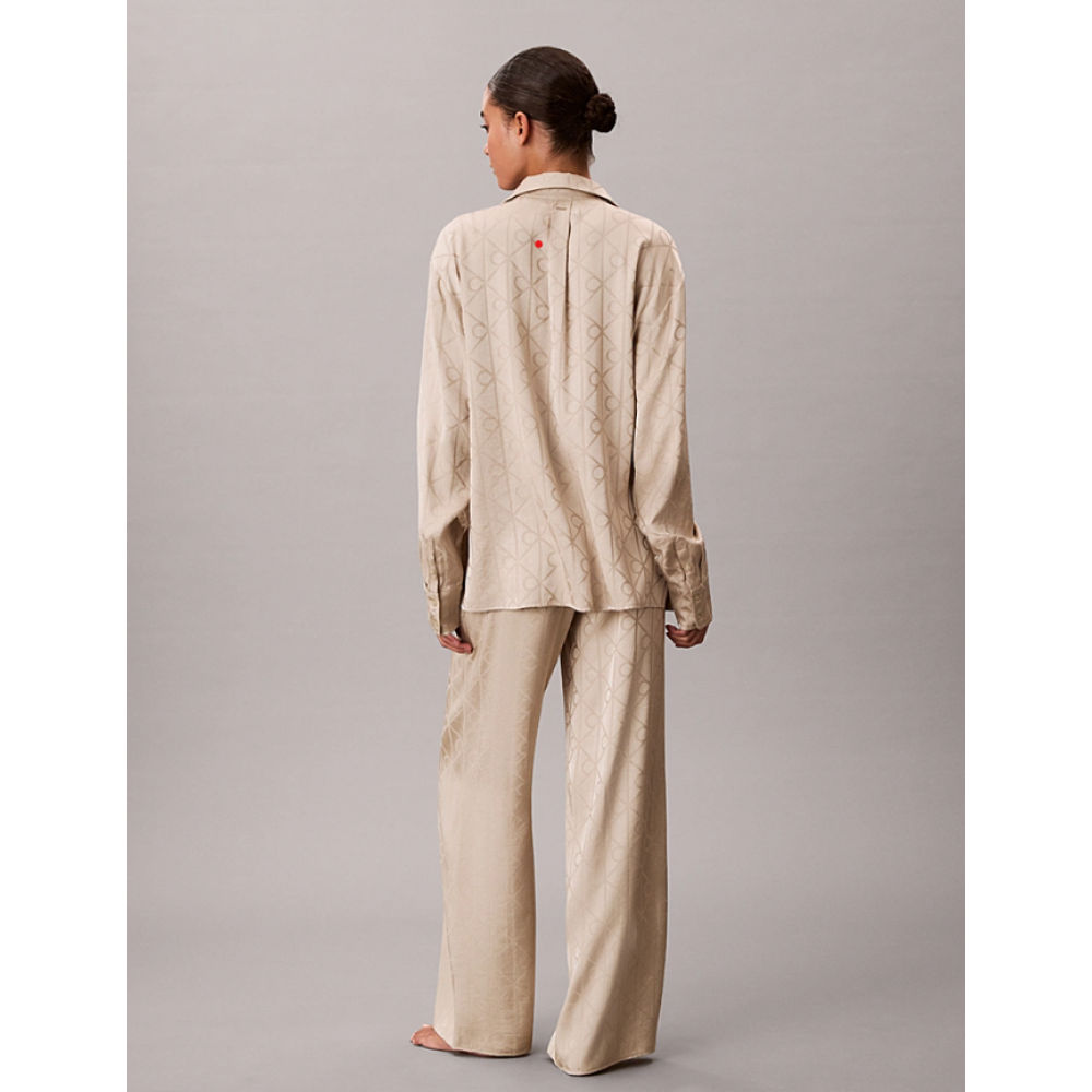 Calvin Klein LV00QS7574-2U5, Γυναικείo Σετ Πυτζάμα Σατέν με all over print, NUDE