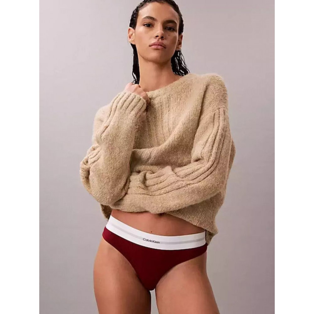 Calvin Klein LV00QF8023-AF8, Γυναικείο βαμβακερό Κυλοτάκι Thong RIB, ΜΠΟΡΝΤΟ Calvin Klein LV00QF8023-AF8, Γυναικείο βαμβακερό Κυλοτάκι Thong RIB, ΜΠΟΡΝΤΟ