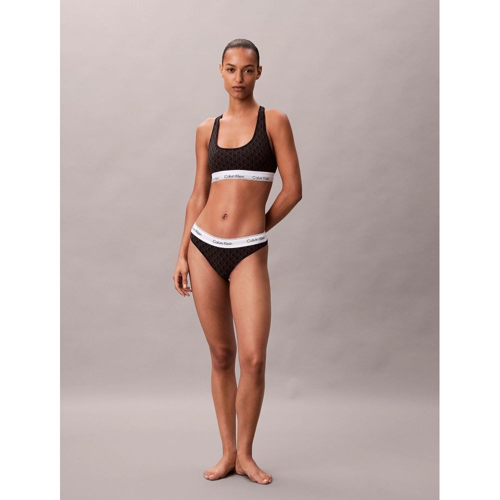 Calvin Klein LV00QF8493-2RG Unlined Bralette με logo και αθλητική πλάτη, ΜΑΥΡΟ