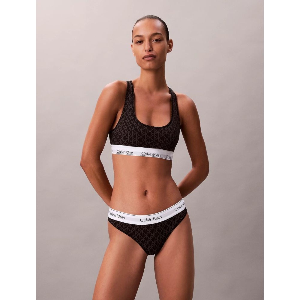 Calvin Klein LV00QF8493-2RG Unlined Bralette με logo και αθλητική πλάτη, ΜΑΥΡΟ