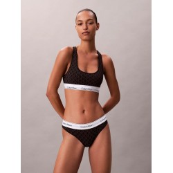 Calvin Klein LV00QF8493-2RG Unlined Bralette με logo και αθλητική πλάτη, ΜΑΥΡΟ