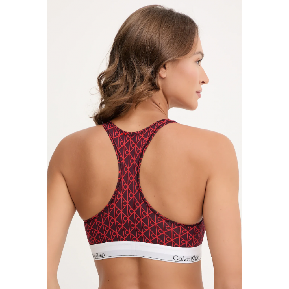 Calvin Klein LV00QF8493-ZIJ Unlined Bralette με logo και αθλητική πλάτη, DARK BERRY