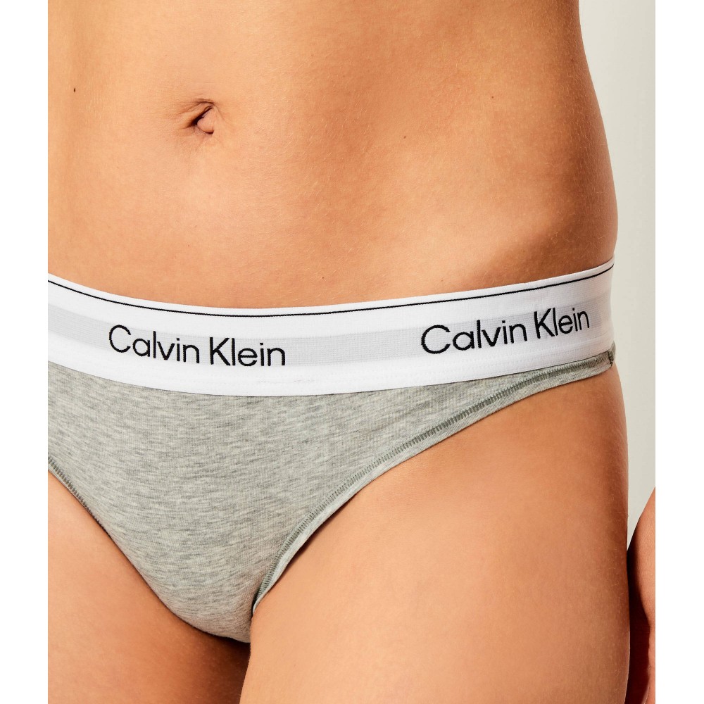 Calvin Klein Thong LV00QF8518-P7A,  Γυναικείο Κυλοτάκι Στρινγκ με εξωτερικό λάστιχο, ΓΚΡΙ