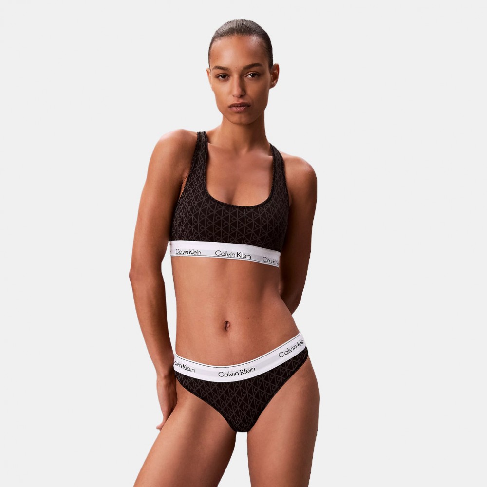 Calvin Klein Thong LV00QF8518-2RG,  Γυναικείο Κυλοτάκι Στρινγκ με logo, ΜΑΥΡΟ