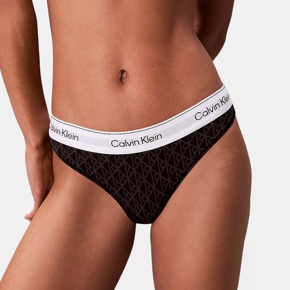 Calvin Klein Thong LV00QF8518-2RG,  Γυναικείο Κυλοτάκι Στρινγκ με logo, ΜΑΥΡΟ