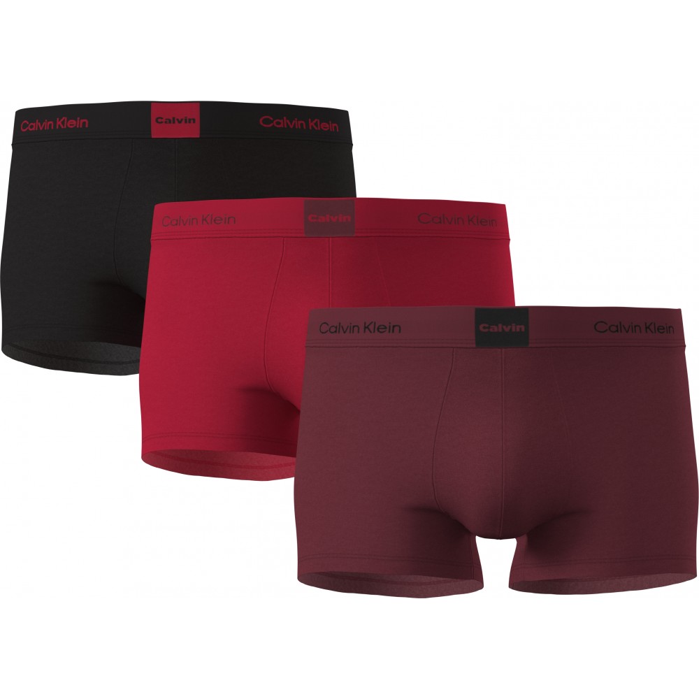Calvin Klein Trunk LV00NB4476-3U4 3pack, Ανδρικά Μπόξερ Βαμβακερά, ΜΠΟΡΝΤΟ