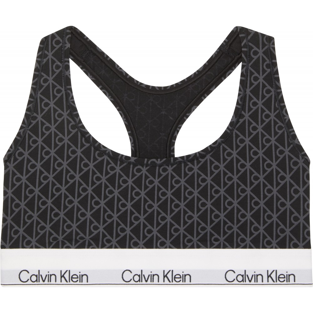 Calvin Klein LV00QF8493-2RG Unlined Bralette με logo και αθλητική πλάτη, ΜΑΥΡΟ