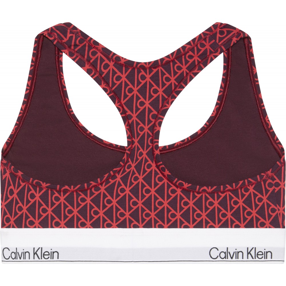 Calvin Klein LV00QF8493-ZIJ Unlined Bralette με logo και αθλητική πλάτη, DARK BERRY